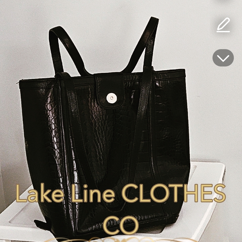 Lake Line Black Tote Bag